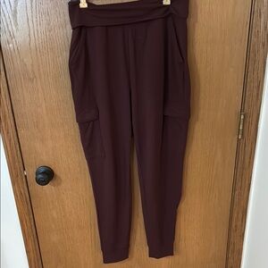 Old Navy Burgundy Joggers with Tapered Leg and Elastic Waistband